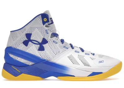 Pre-owned Under Armour Men's  Ua Curry 2 Dub Nation Home Sneakers In White/royal/taxi