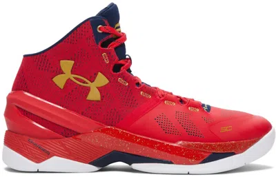 Pre-owned Under Armour Men's  Ua Curry 2 Floor General Sneakers In Red/academy/gold