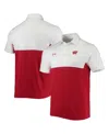 Under Armour Men's  White, Red Wisconsin Badgers 2022 Blocked Coaches Performance Polo Shirt In White,red
