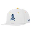 Under Armour White Navy Midshipmen Jolly Rogers Alternate Baseball Fitted Hat In White