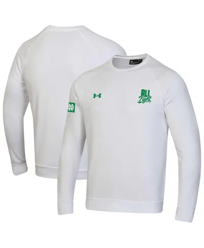 Under Armour Men's White Notre Dame Fighting Irish 2024 Irish Wear Green All Fight Rival Fleece Pullover Sweatshi