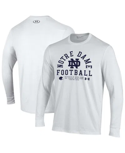 Under Armour Men's White Notre Dame Fighting Irish 2025 Sideline Football Performance Cotton Long Sleeve T-shirt