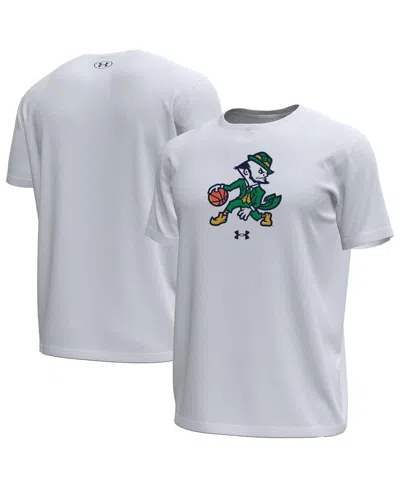 Under Armour Men's White Notre Dame Fighting Irish Basketball Leprechaun Tech Stretch T-shirt In Gray