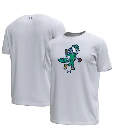 Under Armour Men's White Notre Dame Fighting Irish Golf Leprechaun Tech Stretch T-shirt In Gray