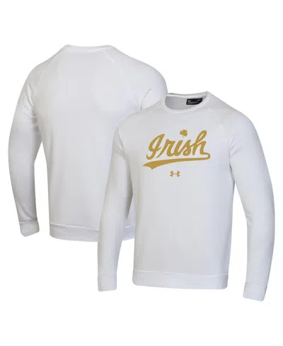 Under Armour Men's White Notre Dame Fighting Irish Rival Gold Rush Raglan Pullover Sweatshirt