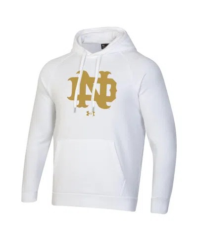 Under Armour Men's White Notre Dame Fighting Irish Throwback Interlocking Nd Gold Rush Rival Raglan Pullover Hood