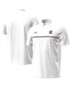 Under Armour Men's White South Carolina Gamecocks Performance Drive Chest Stripe Polo Shirt In White