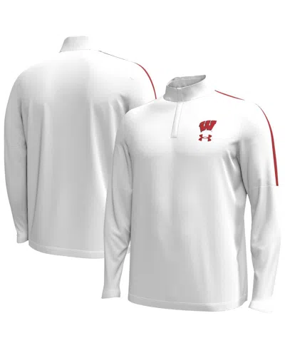 Under Armour Men's White Wisconsin Badgers Playoff Performance Quarter-zip Jacket