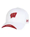 Under Armour Men's White Wisconsin Badgers Sideline Blitzing Accent Adjustable Hat In White