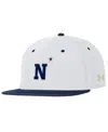 Under Armour Men's White/navy Midshipmen Baseball Fitted Hat In White,navy