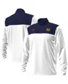 Under Armour Men's White/navy Notre Dame Fighting Irish Green Blocked Quarter-zip Pullover Hoodie In Blue