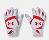 Under Armour Men's Yard Batting Gloves In White/red/red In Pink