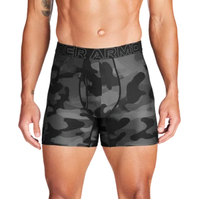 Under Armour Mens Performance Tech Boxer Brief- Print 6 In 3pk In Black/black/castlerock