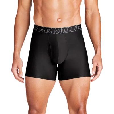 Under Armour Mens Performance Tech Boxer Brief- Solid 6 In 3pk In Black/black/black