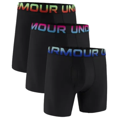 Under Armour Mens Performance Tech Boxer Brief- Solid 6 In 3pk In Lumos Lime/pink Rave/refreshmint