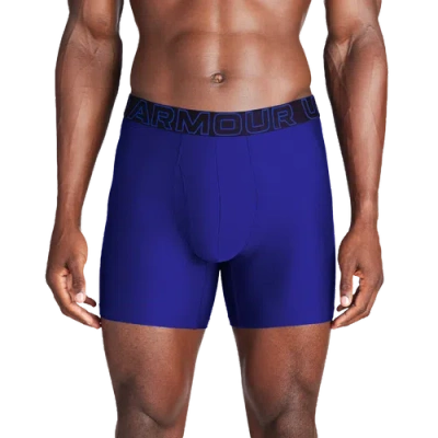 Under Armour Mens Performance Tech Boxer Brief- Solid 6 In 3pk In Royal/steel/midnight Navy
