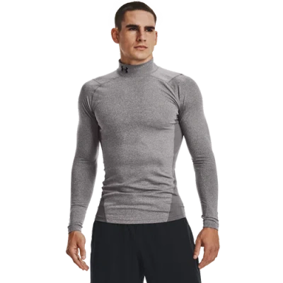 Under Armour Mens  Cg Armour Comp Mock In Black/charcoal Lt Heather