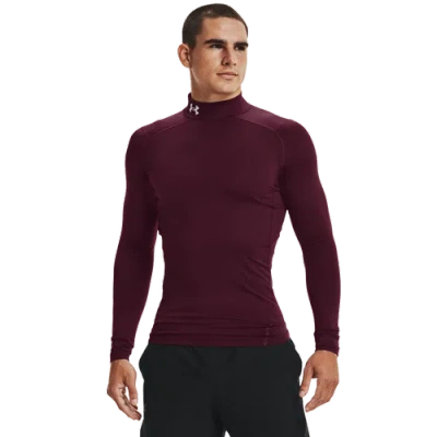 Under Armour Mens  Cg Armour Comp Mock In White/maroon