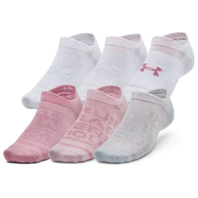 Under Armour Mens  Essential 6 Pack No Show Socks In Prime Pink/pink Elixir/pink Elixir
