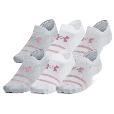Under Armour Mens  Essential 6 Pack Ultra Low Socks In Halo Grey/halo Grey/pink Elixir