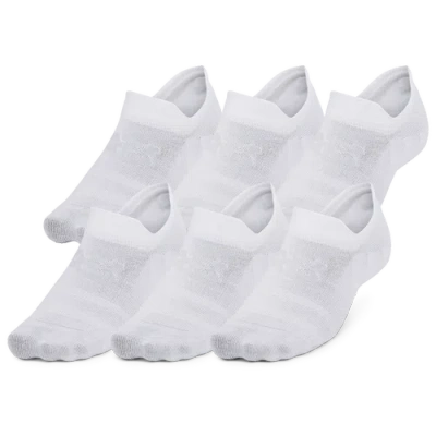 Under Armour Mens  Essential 6 Pack Ultra Low Socks In White/white/halo Grey