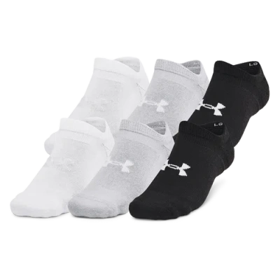 Under Armour Mens  Essential Cushion 6 Pack No Show Socks In Black/black/halo Grey