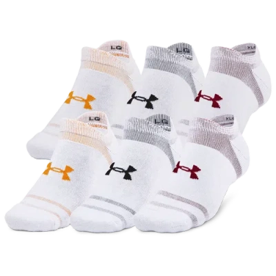Under Armour Mens  Essential Cushion 6 Pack No Show Socks In White/white/cardinal