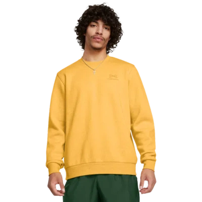 Under Armour Mens  Essential Fleece Crew In Golden Yellow/golden Yellow