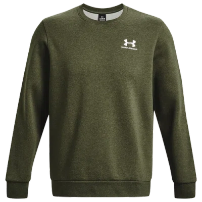 Under Armour Mens  Essential Fleece Crew In White/marine Od Green