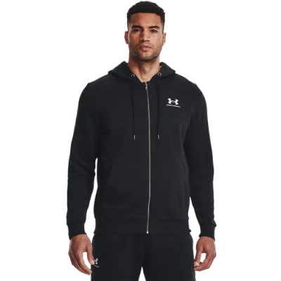 Under Armour Mens  Essential Fleece Full-zip Hoodie In Black/white