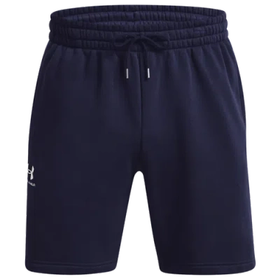 Under Armour Mens  Essential Fleece Shorts In White/midnight Navy