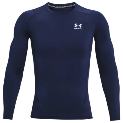 Under Armour Mens  Heatgear Armour Comp L/s T-shirt In Midnight Navy/white