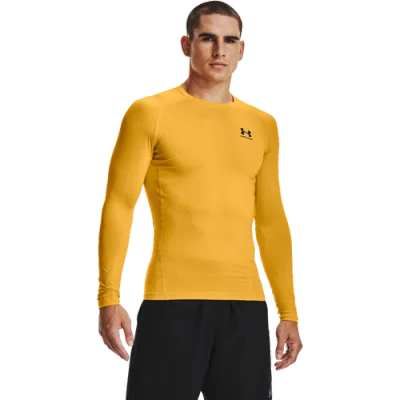 Under Armour Mens  Heatgear Armour Comp L/s T-shirt In Steeltown Gold/black