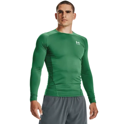 Under Armour Mens  Heatgear Armour Comp L/s T-shirt In Team Kelly Green/white