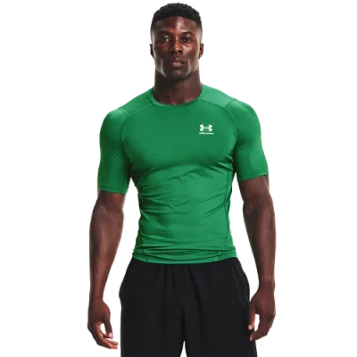 Under Armour Mens  Heatgear Armour Compression Short Sleeve Football T-shirt In Team Kelly Green/white