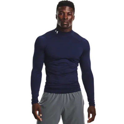 Under Armour Mens  Hg Armour Comp Mock Long Sleeve In Midnight Navy/white