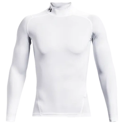 Under Armour Mens  Hg Armour Comp Mock Long Sleeve In White/black