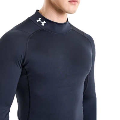 Under Armour Mens  Hg Armour Comp Mock Long Sleeve In White/black