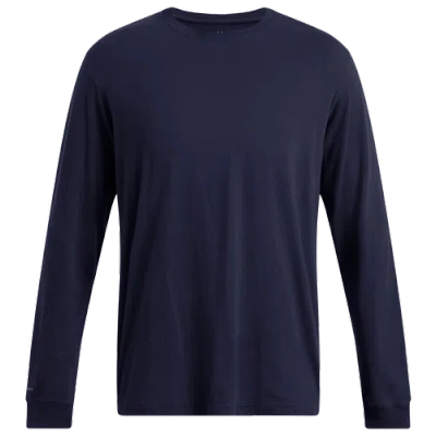 Under Armour Mens  Icon Charged Cotton Long Sleeve In Steel/midnight Navy