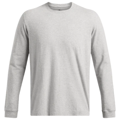 Under Armour Mens  Icon Charged Cotton Long Sleeve In True Gray Heather/true Gray Heather