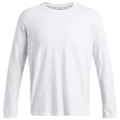 Under Armour Mens  Icon Charged Cotton Long Sleeve In White/halo Gray