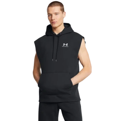Under Armour Mens  Icon Fleece Sleeveless Hoodie In Black/white