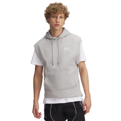 Under Armour Icon Fleece Sleeveless Hoodie In Gray