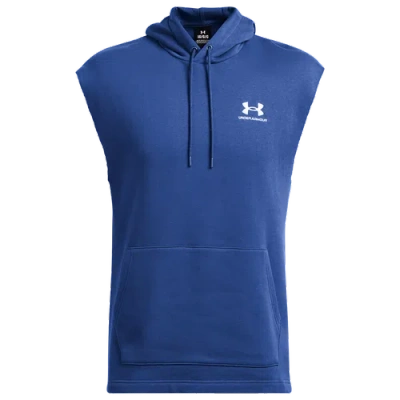 Under Armour Mens  Icon Fleece Sleeveless Hoodie In Tech Blue/white