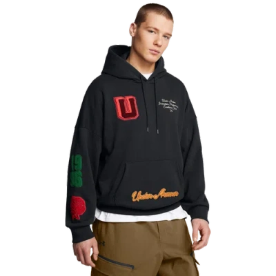 Under Armour Mens  Icon Heavyweight Terry Od Os Hoodie In Black/summit White