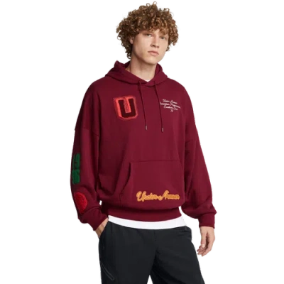 Under Armour Mens  Icon Heavyweight Terry Od Os Hoodie In Cardinal/summit White