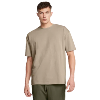 Under Armour Mens  Oversized Heavyweight Short Sleeve In Timberwolf Taupe/white