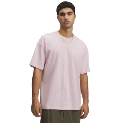 Under Armour Mens  Oversized Heavyweight Short Sleeve In White/prime Pink
