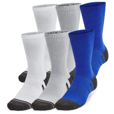 Under Armour Mens  Perf Tech 6 Pack Crew Socks In Royal/royal/jet Grey