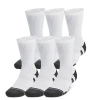 Under Armour Mens  Perf Tech 6 Pack Crew Socks In White